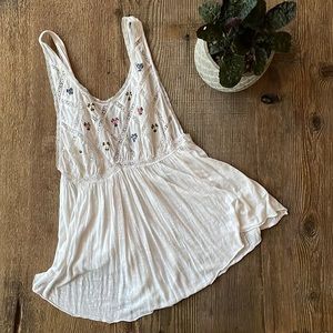 Free People New Romantics Embroidery Stitched White Blouse
